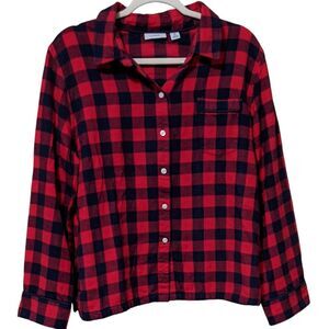 L.L. Bean buffalo check plaid cotton flannel night shirt pajama top size Medium